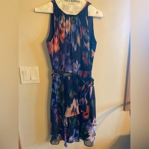Tahari watercolor floral chiffon dress